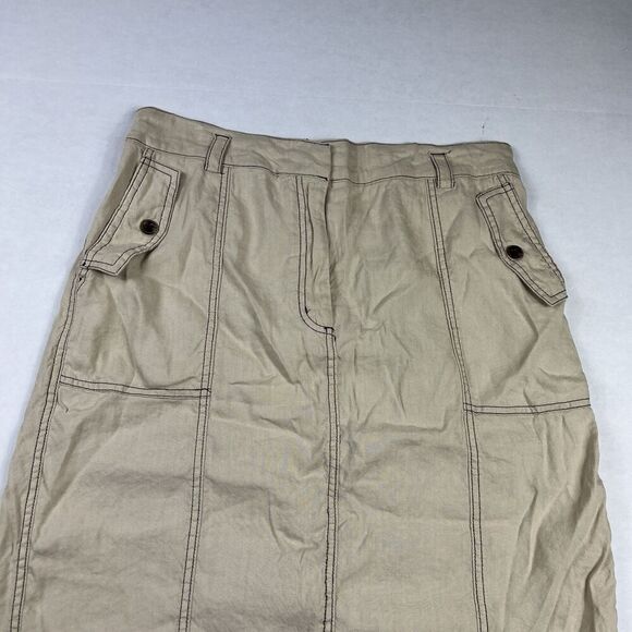 Calvin Klein Womens Utility Pencil Skirt Tan Knee Length Safari Casual Size 16 - Picture 3 of 9